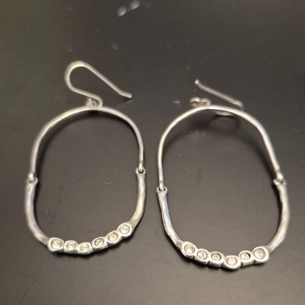 Grace Heart Hammered Silver Horseshoe Earrings 35$